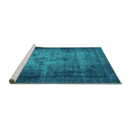 Sideview of Machine Washable Oriental Turquoise Industrial Area Rugs, wshurb3244turq