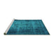 Sideview of Machine Washable Oriental Turquoise Industrial Area Rugs, wshurb3244turq