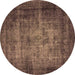 Round Oriental Brown Industrial Rug, urb3244brn