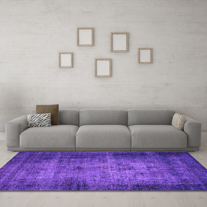 Machine Washable Oriental Purple Industrial Area Rugs in a Living Room, wshurb3244pur
