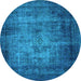 Round Oriental Light Blue Industrial Rug, urb3244lblu