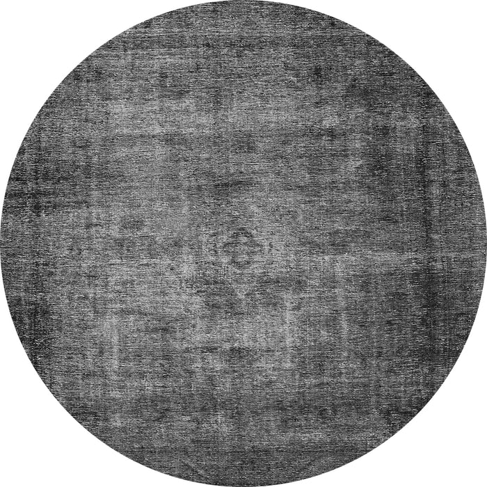 Round Machine Washable Oriental Gray Industrial Rug, wshurb3244gry