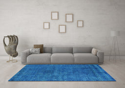 Machine Washable Oriental Light Blue Industrial Rug in a Living Room, wshurb3245lblu