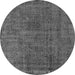 Round Machine Washable Oriental Gray Industrial Rug, wshurb3245gry