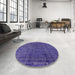 Round Mid-Century Modern Purple Oriental Rug in a Office, urb3245