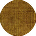 Round Machine Washable Oriental Yellow Industrial Rug, wshurb3245yw