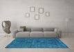 Machine Washable Oriental Turquoise Industrial Area Rugs in a Living Room,, wshurb3245turq