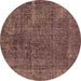 Round Machine Washable Oriental Brown Industrial Rug, wshurb3246brn