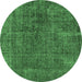 Round Oriental Emerald Green Industrial Rug, urb3246emgrn