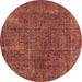 Round Oriental Orange Industrial Rug, urb3246org