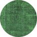 Round Oriental Green Industrial Rug, urb3246grn