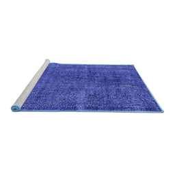 Sideview of Machine Washable Oriental Blue Industrial Rug, wshurb3246blu