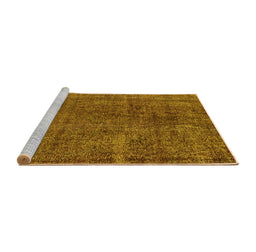 Sideview of Machine Washable Oriental Yellow Industrial Rug, wshurb3246yw