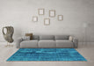 Machine Washable Oriental Turquoise Industrial Area Rugs in a Living Room,, wshurb3246turq