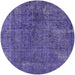 Round Machine Washable Industrial Modern Amethyst Purple Rug, wshurb3246