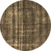 Round Oriental Brown Industrial Rug, urb3247brn