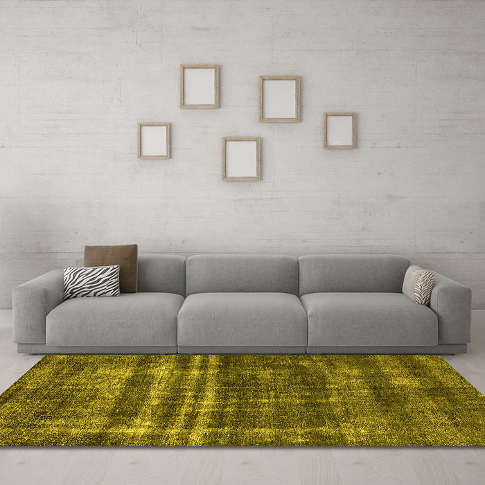 Machine Washable Oriental Yellow Industrial Rug in a Living Room, wshurb3247yw