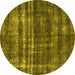 Round Machine Washable Oriental Yellow Industrial Rug, wshurb3247yw