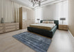 Mid-Century Modern Light Slate Gray Oriental Rug in a Bedroom, urb3247