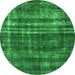 Round Oriental Green Industrial Rug, urb3247grn