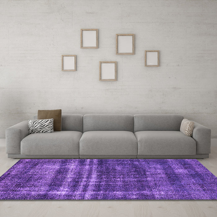 Machine Washable Oriental Purple Industrial Area Rugs in a Living Room, wshurb3247pur