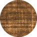 Round Machine Washable Oriental Orange Industrial Area Rugs, wshurb3247org