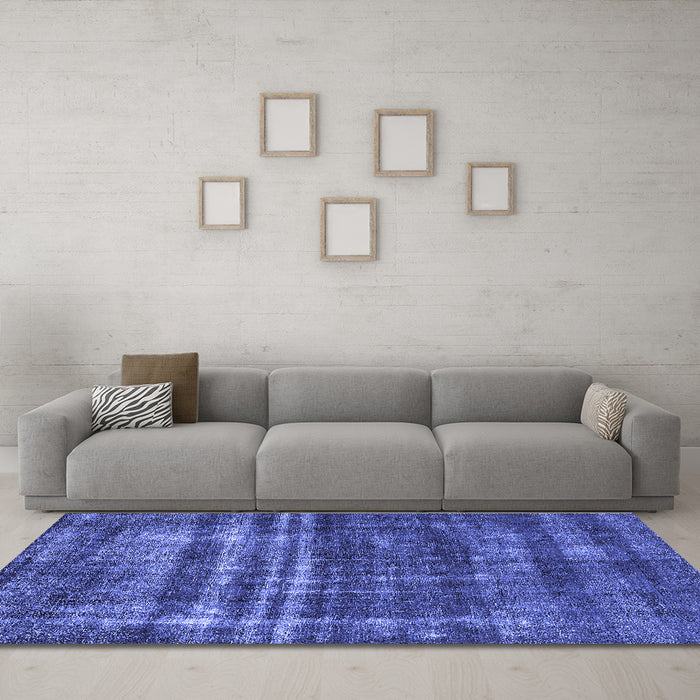 Machine Washable Oriental Blue Industrial Rug in a Living Room, wshurb3247blu