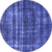 Round Oriental Blue Industrial Rug, urb3247blu