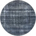 Round Machine Washable Industrial Modern Light Slate Gray Rug, wshurb3247