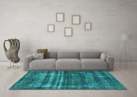 Machine Washable Oriental Turquoise Industrial Rug, wshurb3247turq