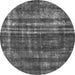 Round Machine Washable Oriental Gray Industrial Rug, wshurb3247gry