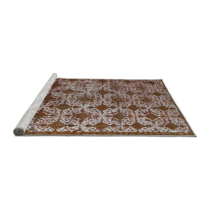 Sideview of Machine Washable Industrial Modern Red Brown Rug, wshurb3248