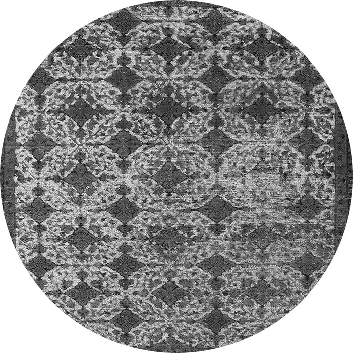 Round Oriental Gray Industrial Rug, urb3248gry