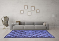 Machine Washable Oriental Blue Industrial Rug, wshurb3248blu