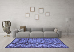 Machine Washable Oriental Blue Industrial Rug in a Living Room, wshurb3248blu
