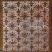 Square Mid-Century Modern Red Brown Oriental Rug, urb3248