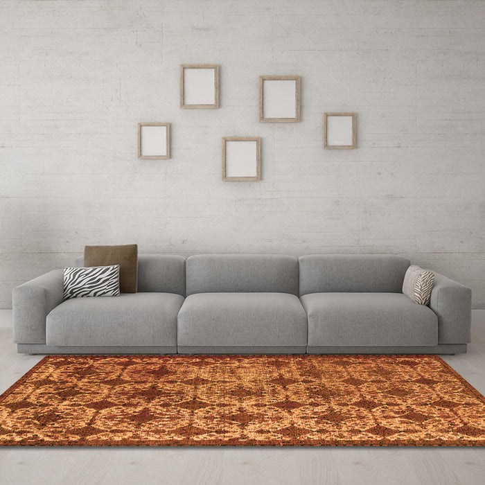 Machine Washable Oriental Orange Industrial Area Rugs in a Living Room, wshurb3248org