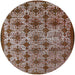 Round Mid-Century Modern Red Brown Oriental Rug, urb3248