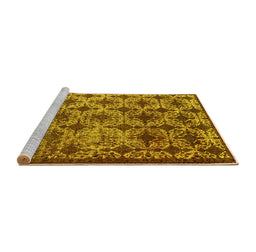 Sideview of Machine Washable Oriental Yellow Industrial Rug, wshurb3248yw