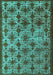 Machine Washable Oriental Turquoise Industrial Area Rugs, wshurb3248turq