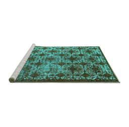 Sideview of Machine Washable Oriental Turquoise Industrial Area Rugs, wshurb3248turq