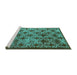 Sideview of Machine Washable Oriental Turquoise Industrial Area Rugs, wshurb3248turq