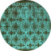 Round Oriental Turquoise Industrial Rug, urb3248turq