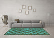 Machine Washable Oriental Turquoise Industrial Area Rugs in a Living Room,, wshurb3248turq