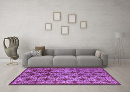 Machine Washable Oriental Purple Industrial Area Rugs in a Living Room, wshurb3248pur