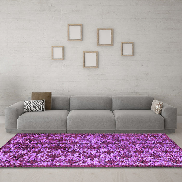 Machine Washable Oriental Purple Industrial Area Rugs in a Living Room, wshurb3248pur