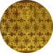 Round Machine Washable Oriental Yellow Industrial Rug, wshurb3248yw