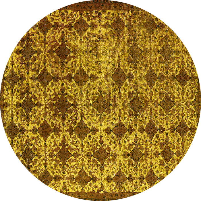 Round Oriental Yellow Industrial Rug, urb3248yw