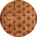 Round Oriental Orange Industrial Rug, urb3248org