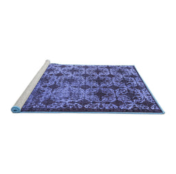 Sideview of Machine Washable Oriental Blue Industrial Rug, wshurb3248blu
